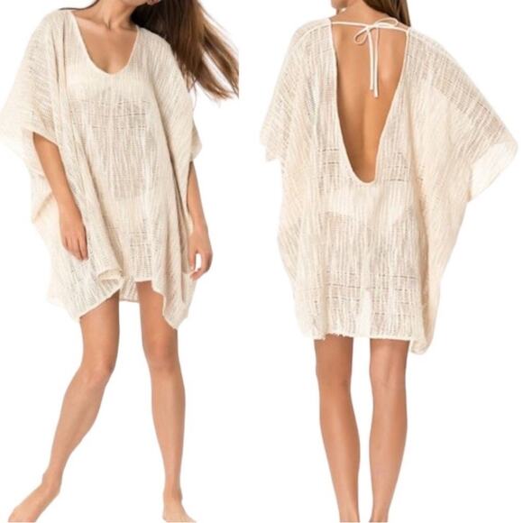 Mara Hoffman Woven Poncho in Loom Weaving Open Knit Cover Up OS - Picture 1 of 9